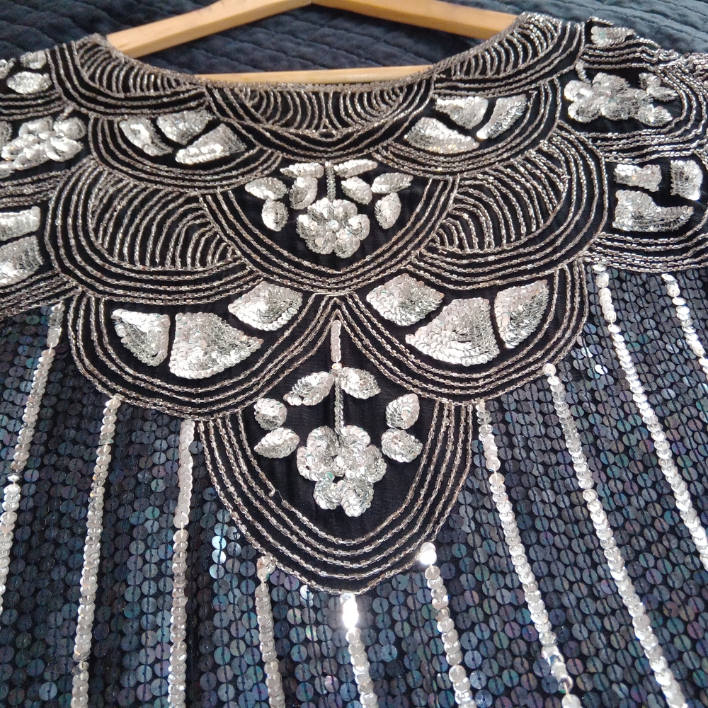 Black and Silver Sequin Embellished Top